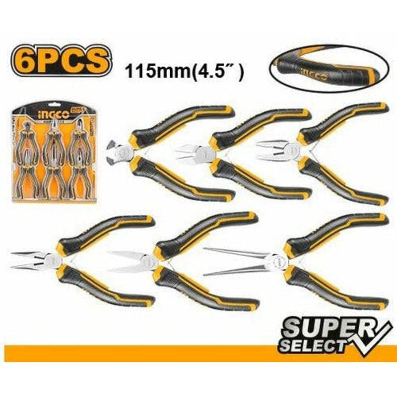 Ingco HMPS06115 6pcs Mini Pliers Set (SS)