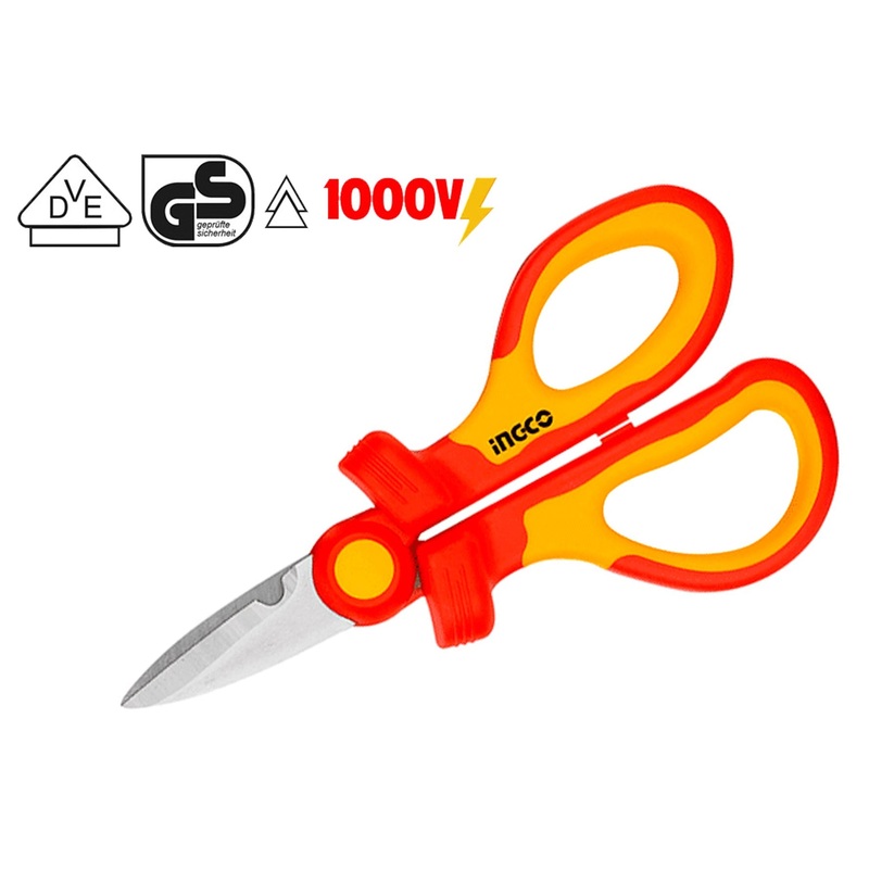 Ingco Insulated Industrial Scissors with Stainless Blade 1000V