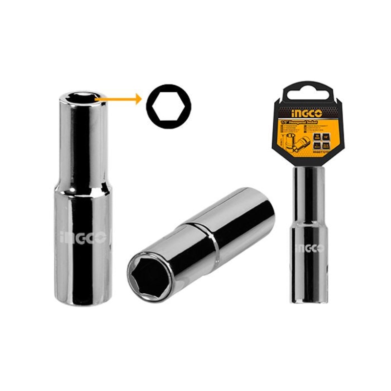 Ingco 1/2" Drive Deep Socket Wrench 6pts Hexagonal