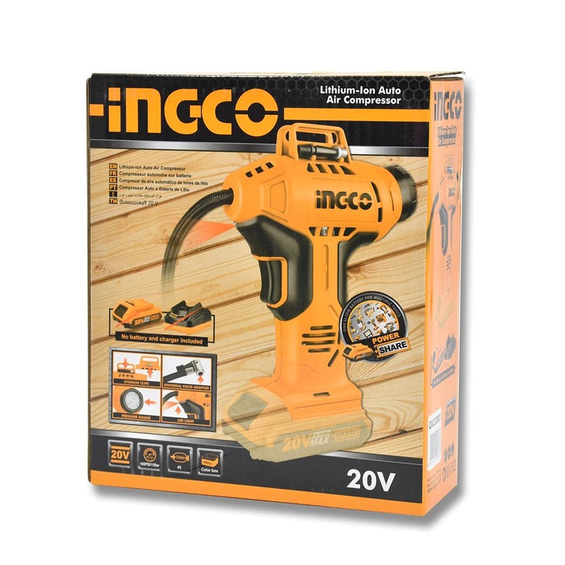 Ingco CACLI1201 20V Cordless Li-Ion Auto Air Compressor (Bare)