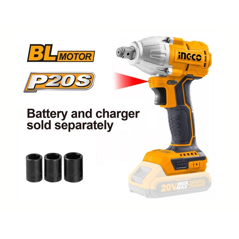 Ingco CIWLI20020 20V Cordless Li-Ion Impact Wrench (Bare Tool)