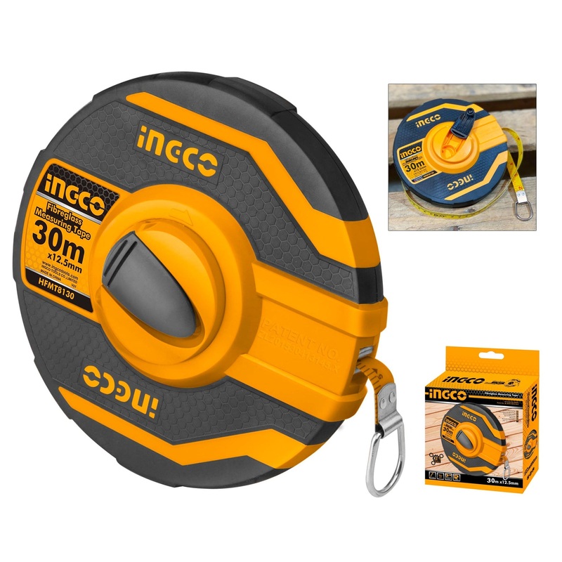 Ingco Fiberglass Measuring Tape (Closed Case)