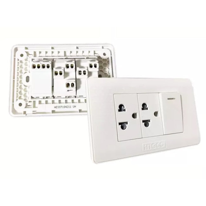 Ingco HESST184211 Universal 2 Gang Socket Outlet with Single Pole Switch H