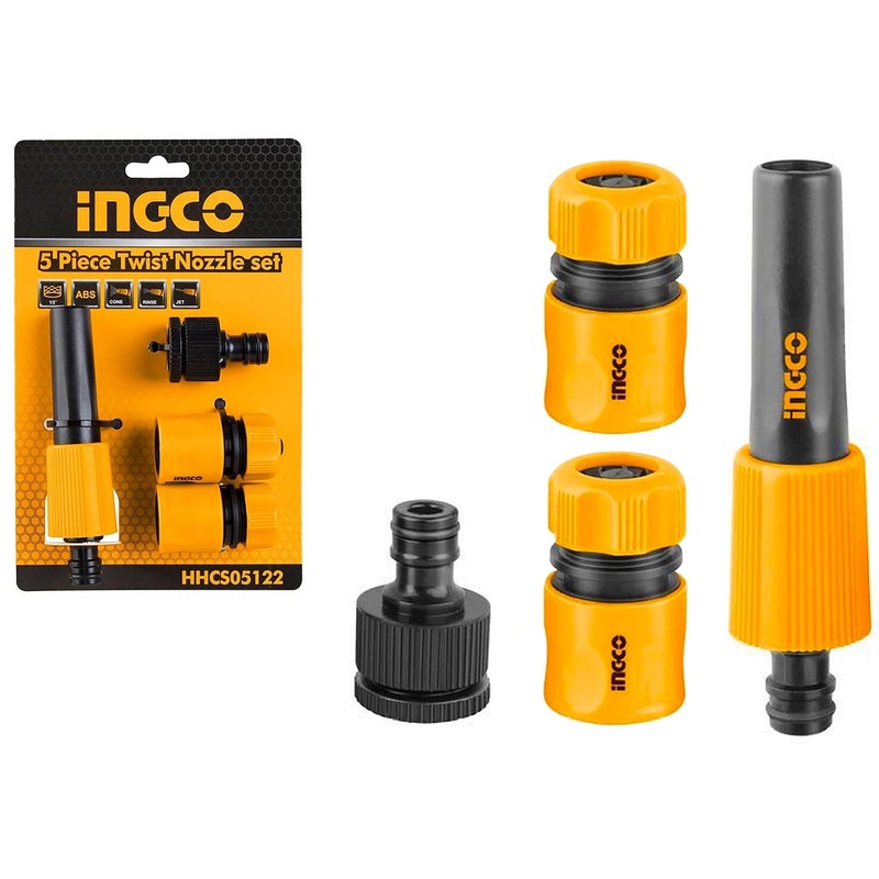 Ingco HHCS05122 5pcs Twist Nozzle Hose Connector Set