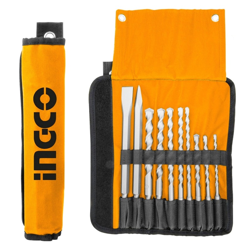 Ingco AKD2101 10pcs SDS-plus Drill Bit and Chisel Set