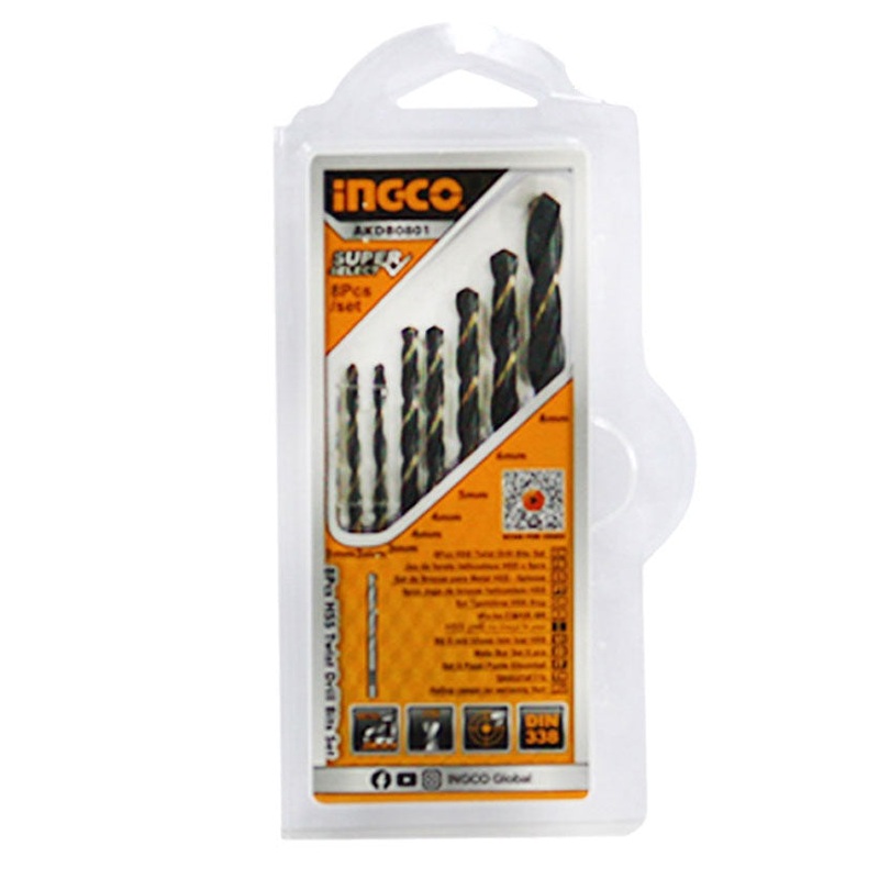 Ingco AKDB0801 8pcs HSS Twist Drill Bits Set SS