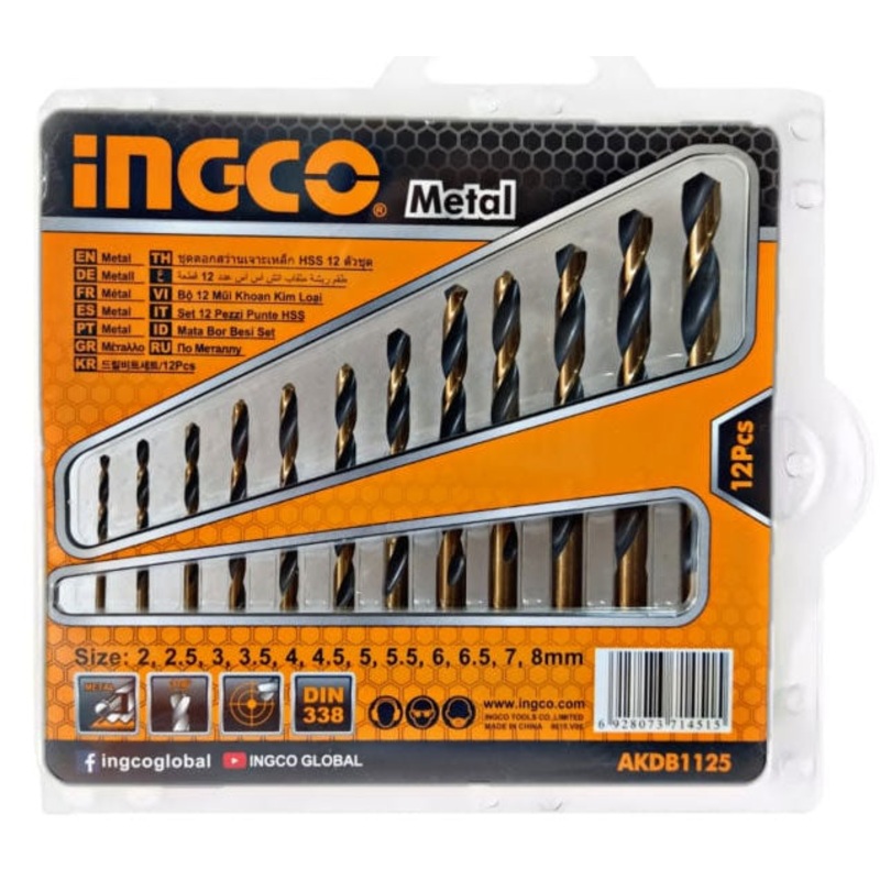 Ingco AKDB1125 12pcs Cobalt HSS Drill Bits Set