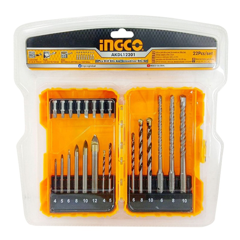 Ingco AKDL12201 22pcs Drill Bit and Screwdriver Bit Set