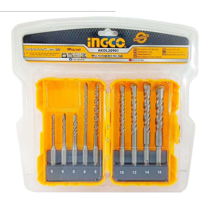 Ingco AKDL30901 9pcs SDS-plus Drill Bit Set