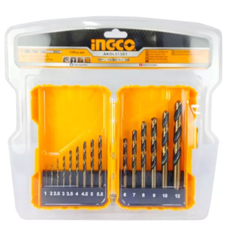 Ingco AKDL51501 15pcs HSS Drill Bit Set 1MM - 10MM