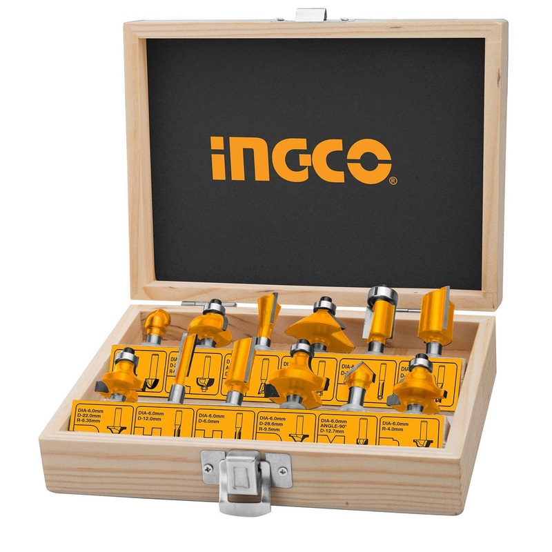Ingco AKRT12141 12pcs Router Bits Set 1/4"