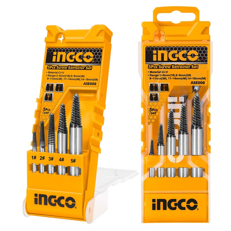 Ingco ASE008 5pcs Screw Extractor Set