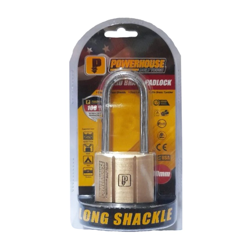 Powerhouse PH140 Solid Brass Padlock Long Shackle