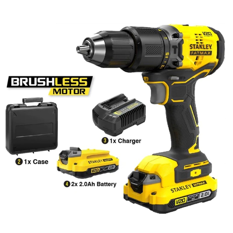 Stanley SBD715D2K 20V FATMAX Cordless Brushless Hammer Drill (Set)