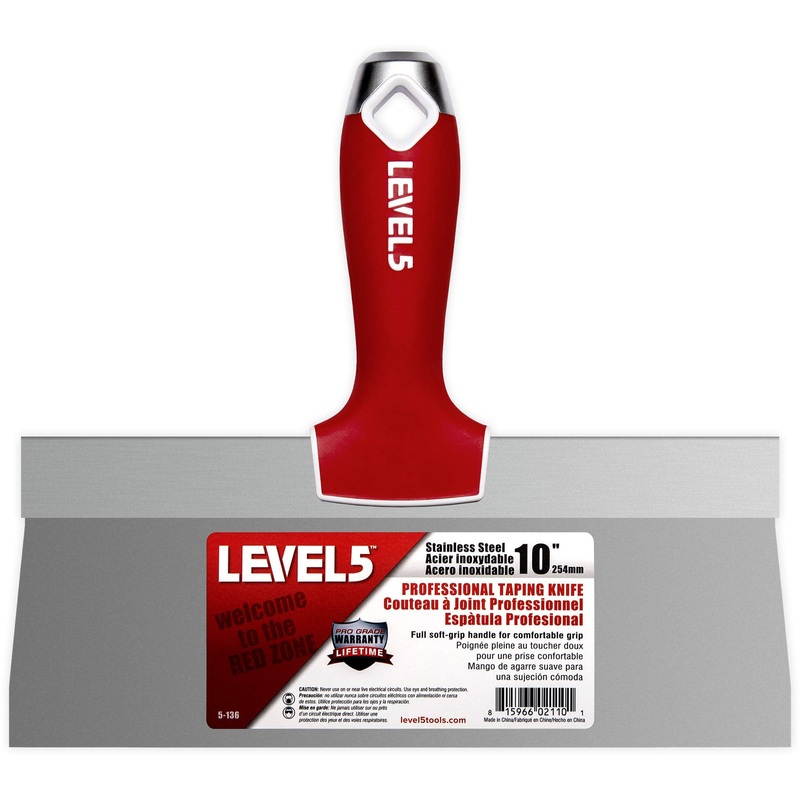 10" Soft-Grip Stainless Steel Taping Knife - LEVEL5 | Pro-Grade | Metal Hammer End | 5-136