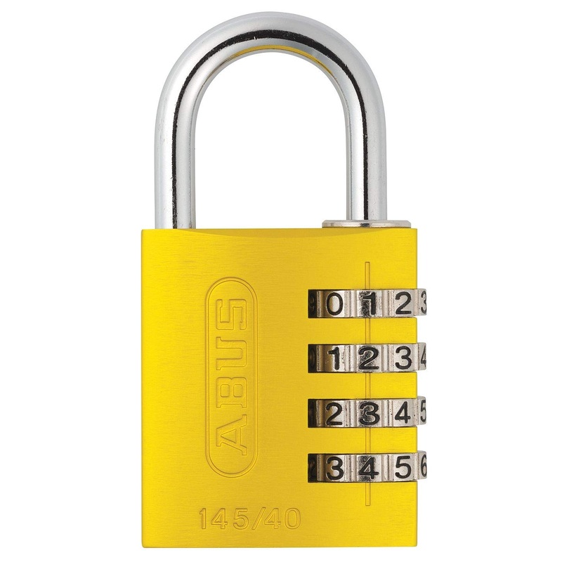ABUS 145/40 C 40mm Body 4-Dial Resettable Combination Padlock, Yellow