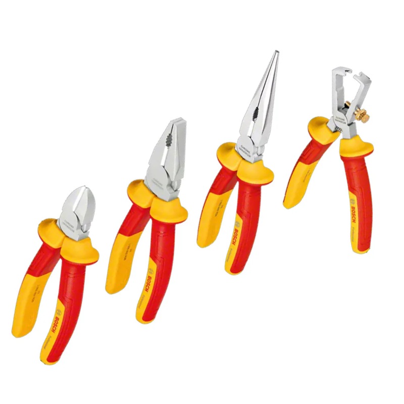 Bosch 1 600 A02 NG1 VDE Plier with Wire Stripper Set 4Pcs