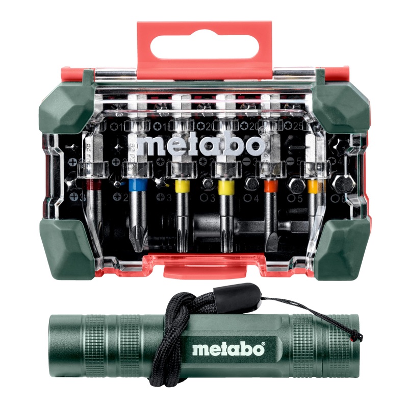 Metabo - Bit Box, 29Piece + Mini Flash Light (626721000), Other Cordless Accessories