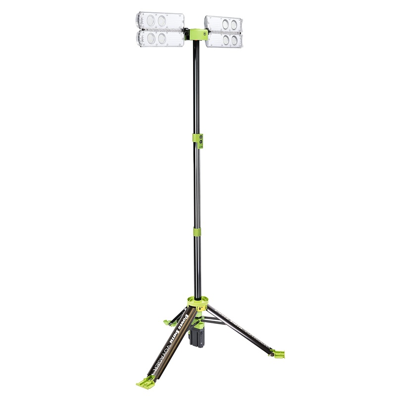 PowerSmith Voyager PVLR8000A 8000 Lumen Collapsible Cordless Tripod LED Work Light with Battery, Charger & Carry Bag Included. Optional 3-Way Power, Remote Control , Black