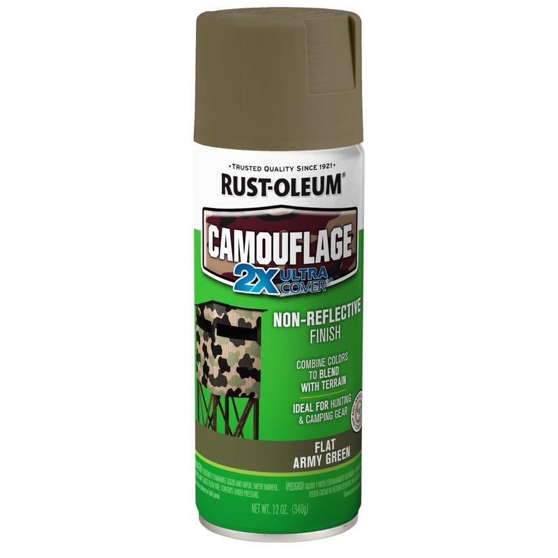 Rust-Oleum 279176 Camouflage 2X Ultra Cover Spray Paint, 12 oz, Army Green