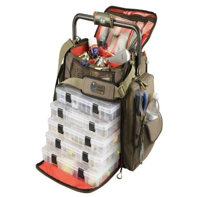 Wild River by CLC Custom Leathercraft WT3702 Tackle Tek Frontier Lighted Handle Bar Fishing Tackle Bag, 5 PT3700 Trays
