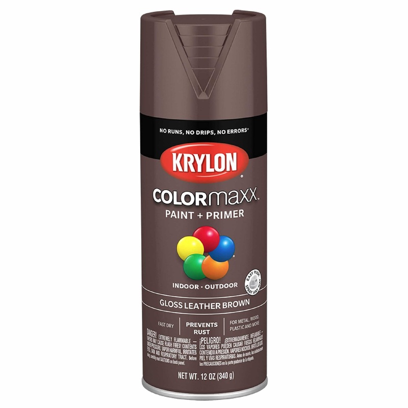 12 oz Krylon K05527007 Leather Brown COLORmaxx Paint & Primer Spray Paint, Gloss Leather Brown 12 Ounce (Pack of 1) Gloss