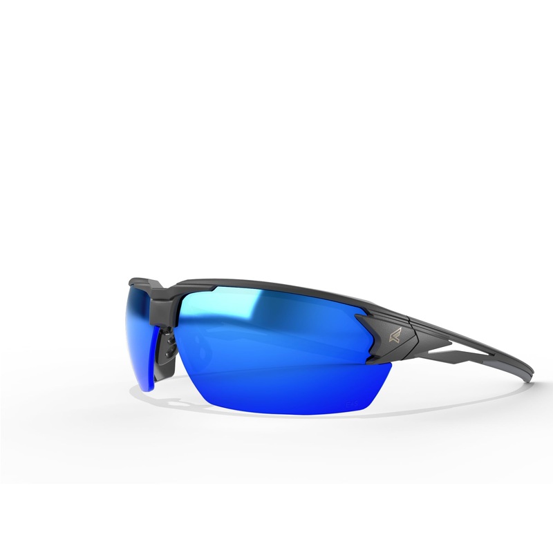 EDGE Pumori Z87 Rated Polarized Safety Glasses: Men's Safety Glasses, Non-Slip, Shatter Resistant Safety Glasses, Flexible Nylon Frames, 99% UV Protection Men's Sunglasses - Aqua Precision Blue Mirror