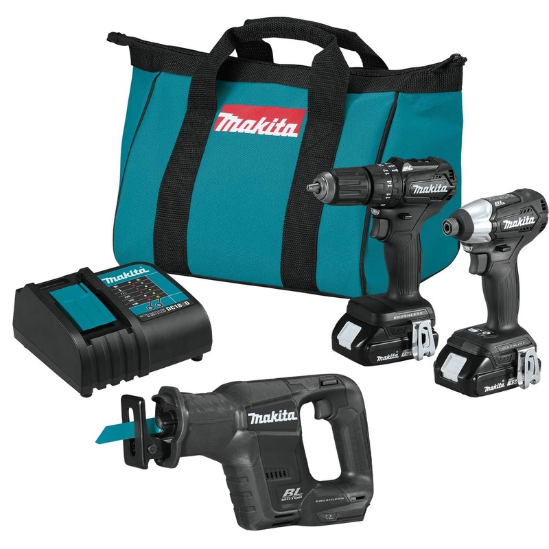 Makita CX203SYBXRJ 18V LXT Lithium-Ion Sub-Compact Brushless Cordless 2-Pc. Combo Kit with Recipro Saw (1.5Ah)