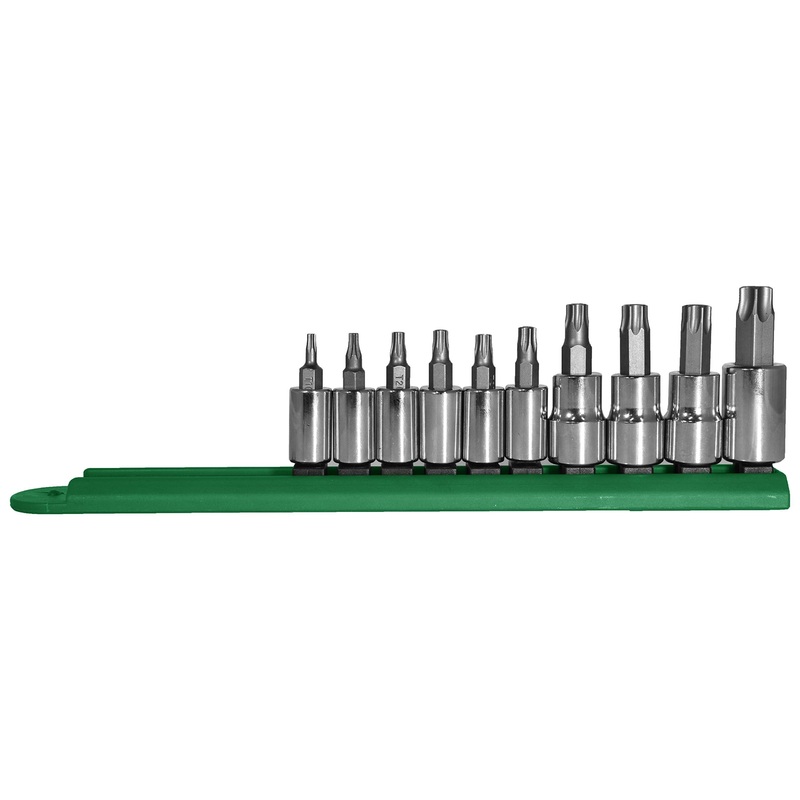 Mayhew Tools 16014 Tamperproof Torx Socket Bit Set, Chrome Plated, 10-Piece