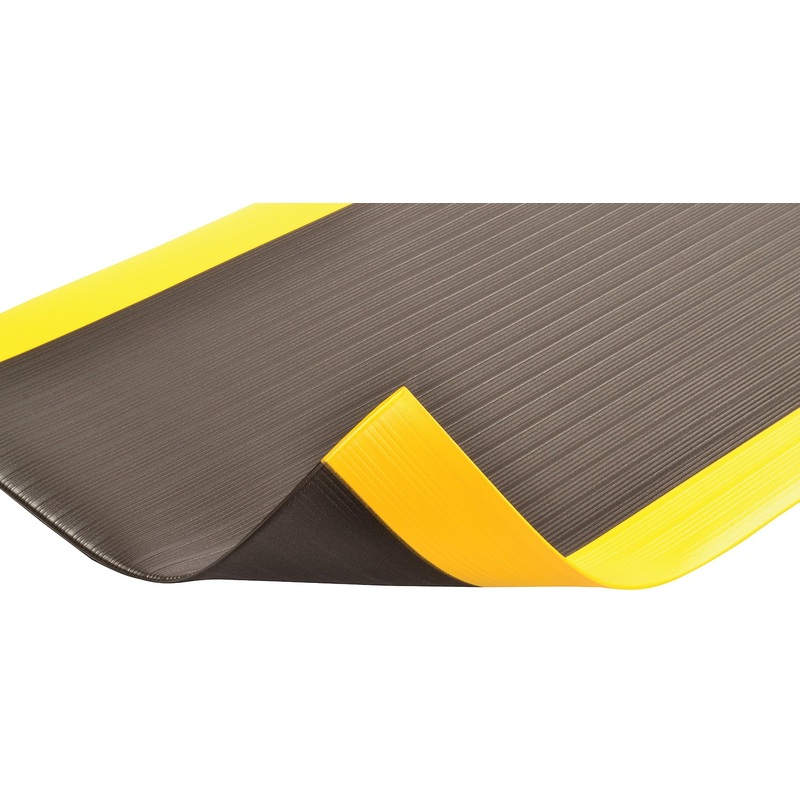 Notrax 410 Airug 2' x 3' x 3/8" Anti Fatigue Mat, Enhanced Slip Resistance with Beveled Edges and Ribbed Surface, Ideal for Industrial and Commercial Workplaces, Black/Yellow, 410S0323BY