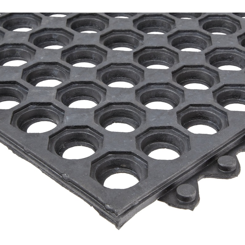 Notrax T32 UltraMat Lightweight Modular Anti-Fatigue Drainage Mat, 3' X 3' Black