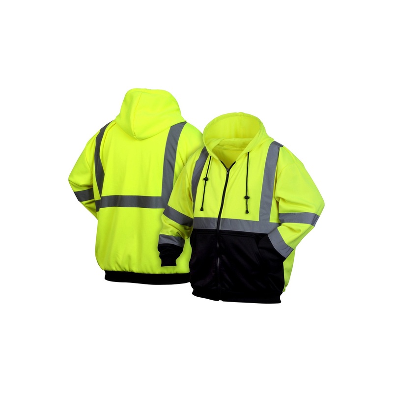 Pyramex RSZH32 Series Sweatshirts Hi Vis Lime Zipper Sweatshirt with Black Bottom