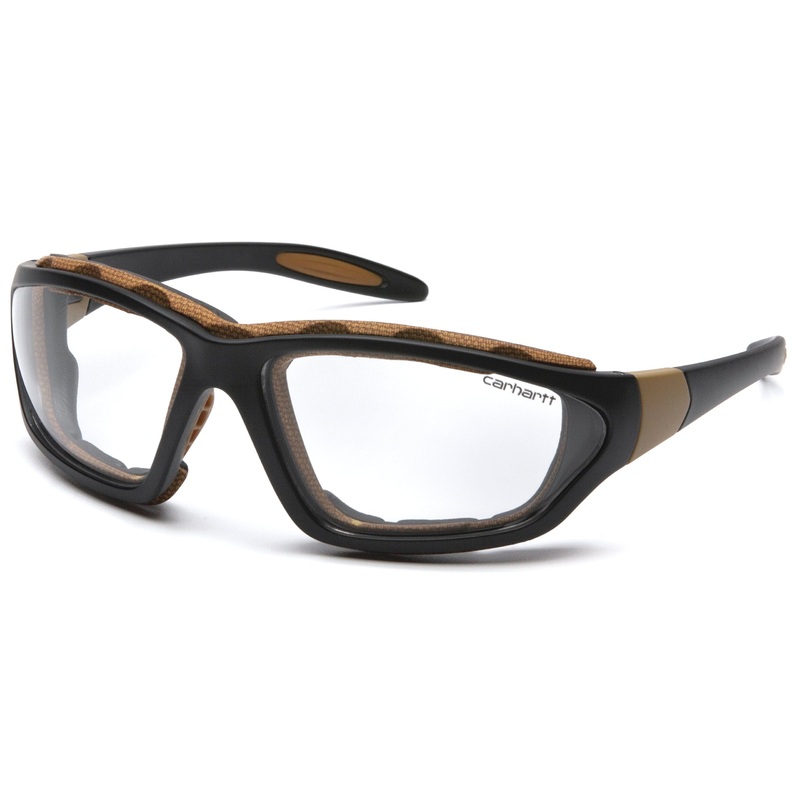 Pyramex Safety Products CHB410DTP Carhartt Carthage Safety Glasses, Clear Anti-Fog Lens with Black/Tan Frame, Clear