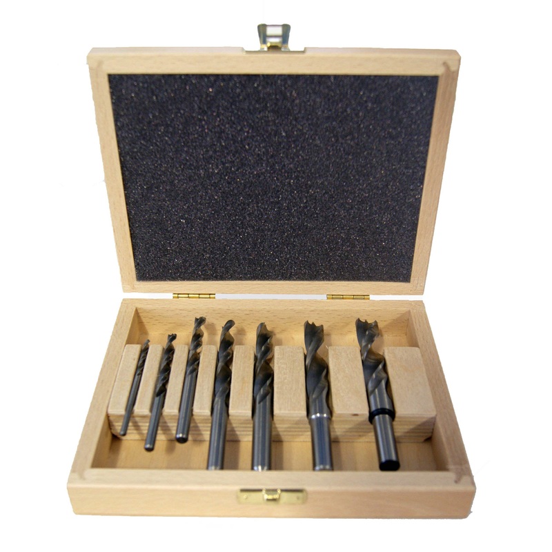 Fisch Brad Point Drill Bit Set, 7-Piece High Speed Steel Double Flute Wood Drill Bits, Sizes from 1/8" to 1/2", FSF-320814