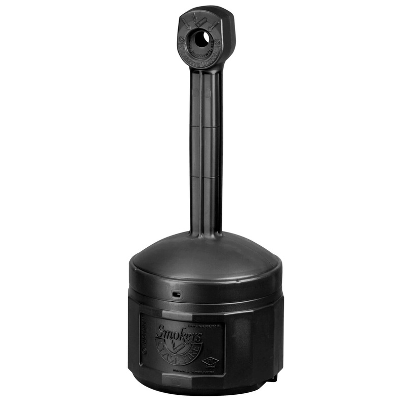 Justrite, Original Smokers Cease-Fire Outdoor Ashtray, Polyethylene Standing Ashtray with Steel Bucket, 4 Gallon, Black, 26800D