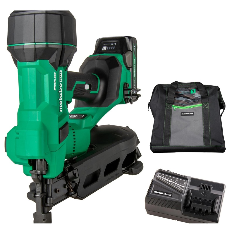 Metabo HPT 18V MultiVolt Cordless Coil Roofing Nailer Kit, 500 Nails Per Charge, Up to 1-3/4-Inch Roofing Nails, Includes Vinyl Siding Adapter, NV1845DA
