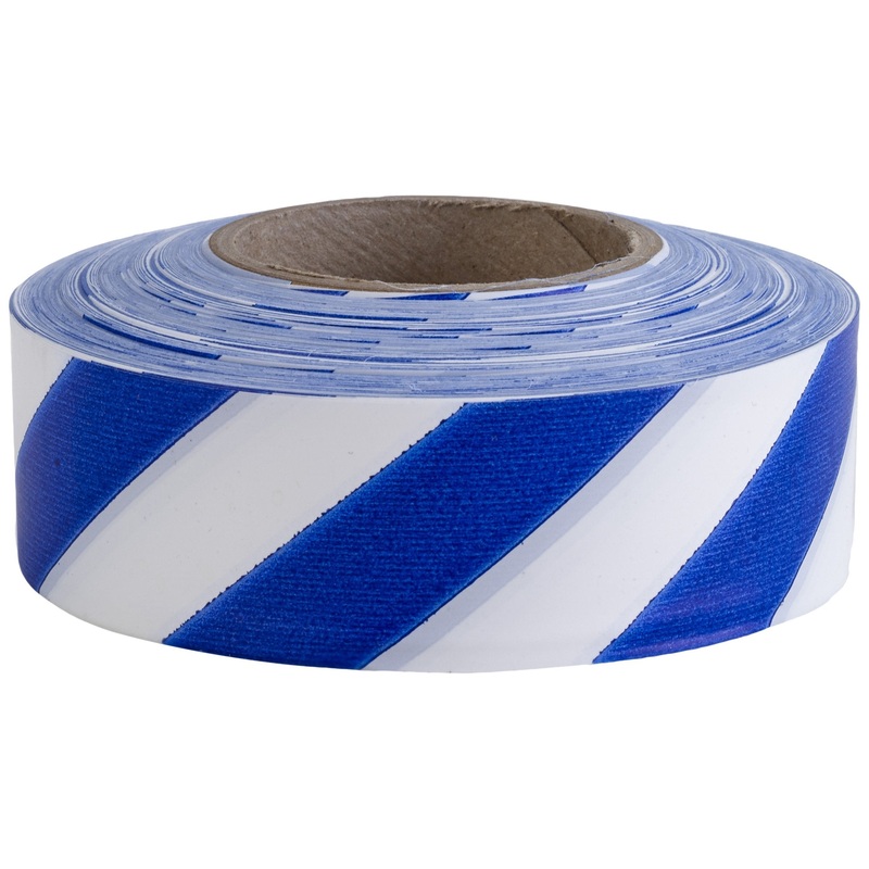 Mutual Industries 16002-225-1875 Flagging tape Ultra Standard, 1-3/16" x 100 YDS, Blue and White Stripe (Pack of 12)