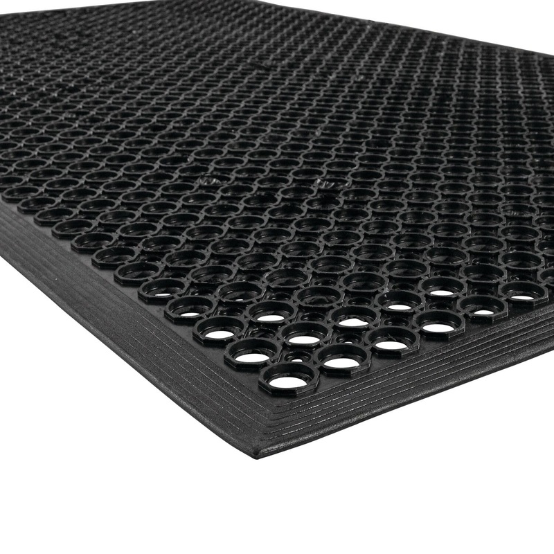 NoTrax 3' x 3' Anti-Fatigue Lightweight Restaurant Rubber Floor Mat with Drainage Holes, Beveled Edges, Non-Slip Mats, Black, T30 Competitor, T30S0033BL