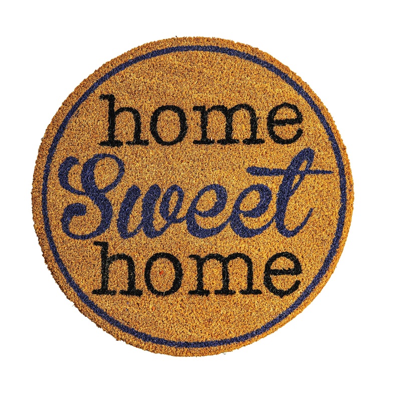 NoTrax, Home Sweet Home, Vinyl-Backed Natural Coir Doormat, Entry Mat for Indoor or Outdoor Use, 22" Round, C12 (C12S0022HM)