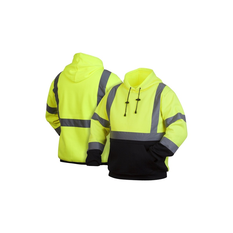 Pyramex Safety Pullover Sweatshirt With Black Bottom Hi Vis Lime,Extra Large