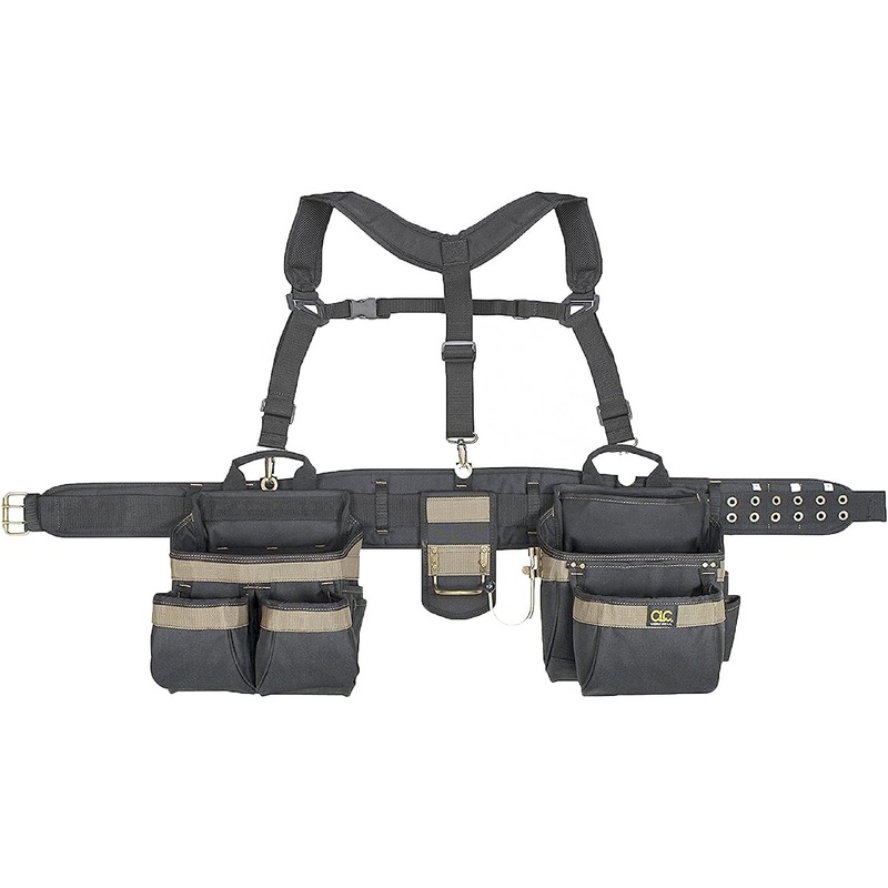 CLC Custom Leathercraft 1614 20 Pocket, Heavy Duty Framers 5 Piece Comfortlift Combo Tool Belt System Black