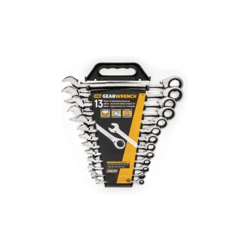 GEARWRENCH 13-Piece 72-Tooth 12 Point Ratcheting Combination SAE Wrench Set
