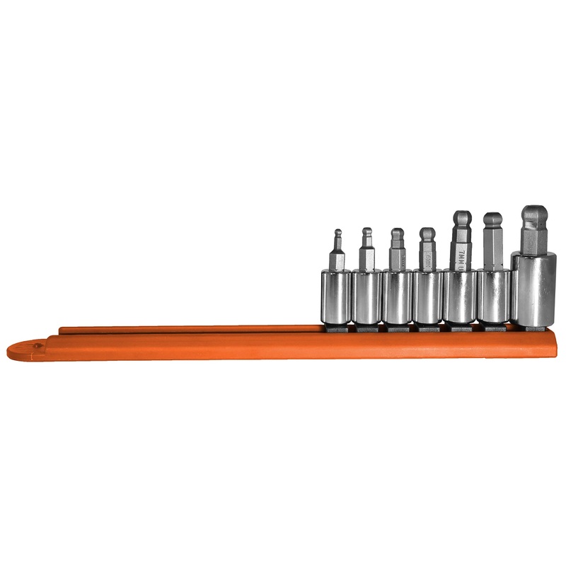 Mayhew Tools 16023 Metric Ball Hex Socket Bit Set, 7-Piece, Polished Chrome
