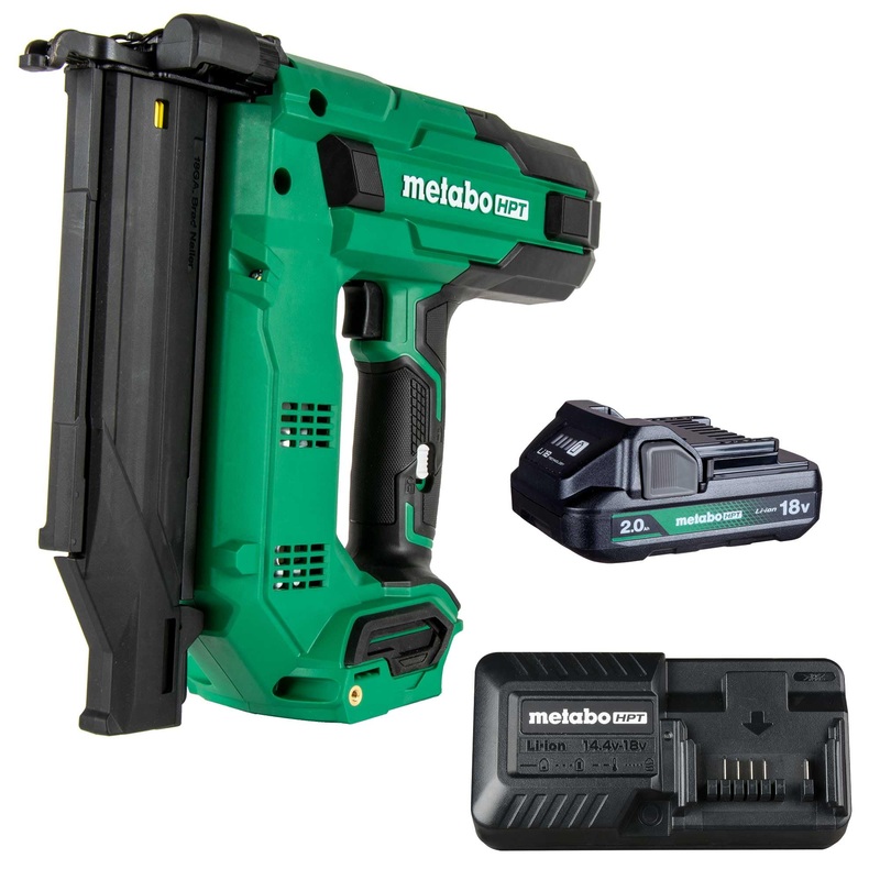 Metabo HPT 18V MultiVolt 18-Ga Compact Cordless Brad Nailer Kit, Includes 1-18V 2.0 Ah Battery, NT1850DG