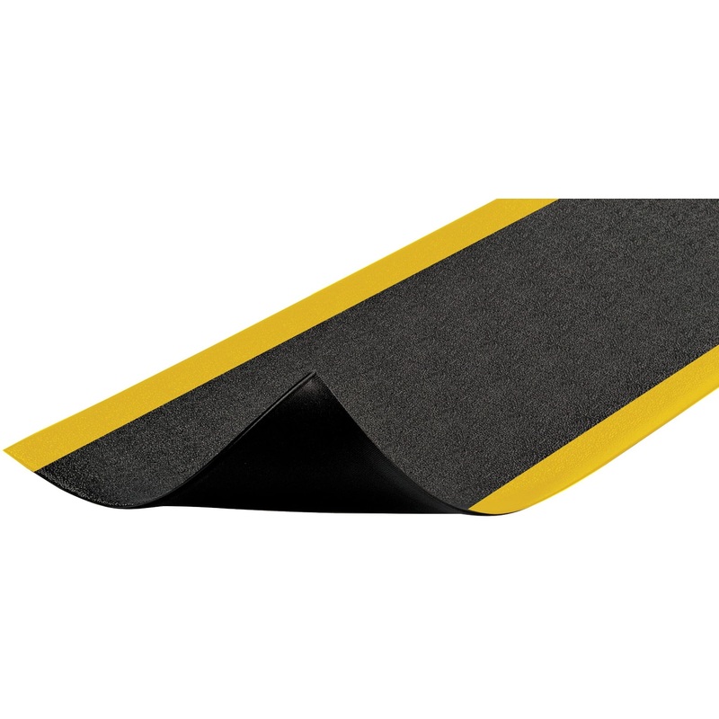 Notrax 411 Sof-Tred 2' x 3' x 3/8" Anti Fatigue Mat, Enhanced Slip Resistance with Beveled Edges and Pebbled Surface, Ideal for Industrial and Commercial Workplaces, Black/Yellow, 411S0323BY