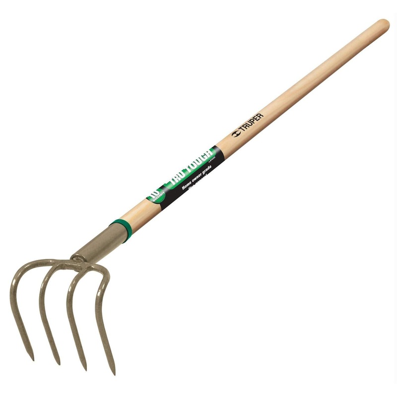 Truper 30024 Tru Tough 4-Tine Forged Cultivator, 5-Inch Head, 54-Inch Wood Handle