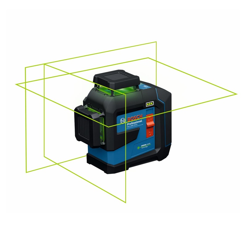 Bosch GLL300-42GL 360 Green-Beam Three-Plane Leveling and Alignment Laser, Self-Leveling, Li-Ion Battery, USB-C Charging, IP65 Rated, 100 Ft. Range