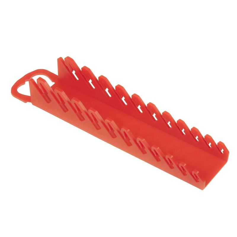 Ernst Manufacturing 5076-Red Gripper Stubby Wrench Organizer, 11 Tool, Red