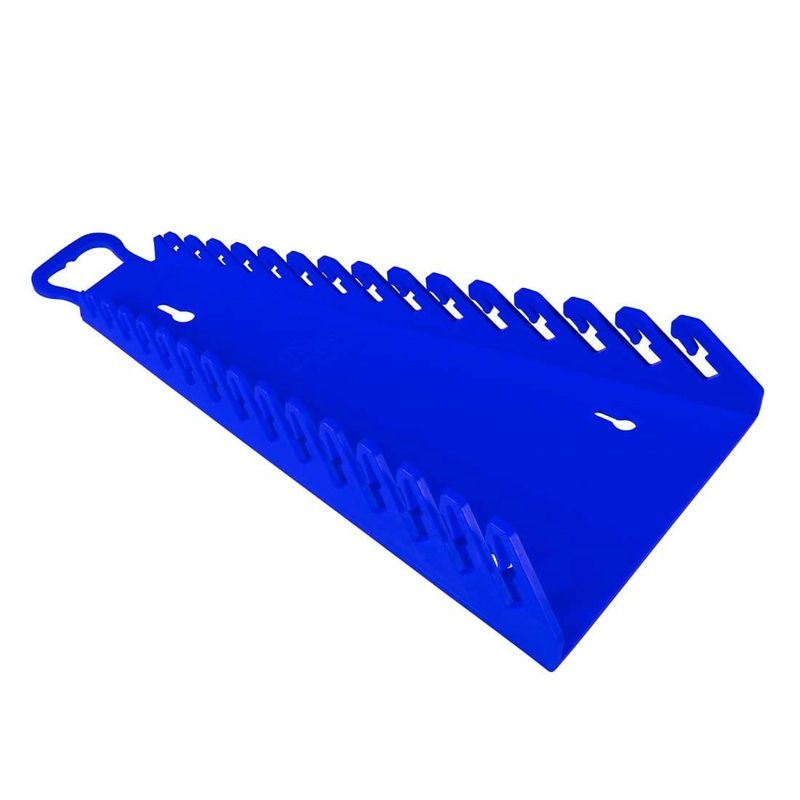Ernst Manufacturing 5155 15-Wrenches Reverse Gripper Portable Wrench Organizer - Durable Flexible Grip, Easy Wrench Removal, Holds 1/4" to 1 1/8" & 6-20 mm, Blue