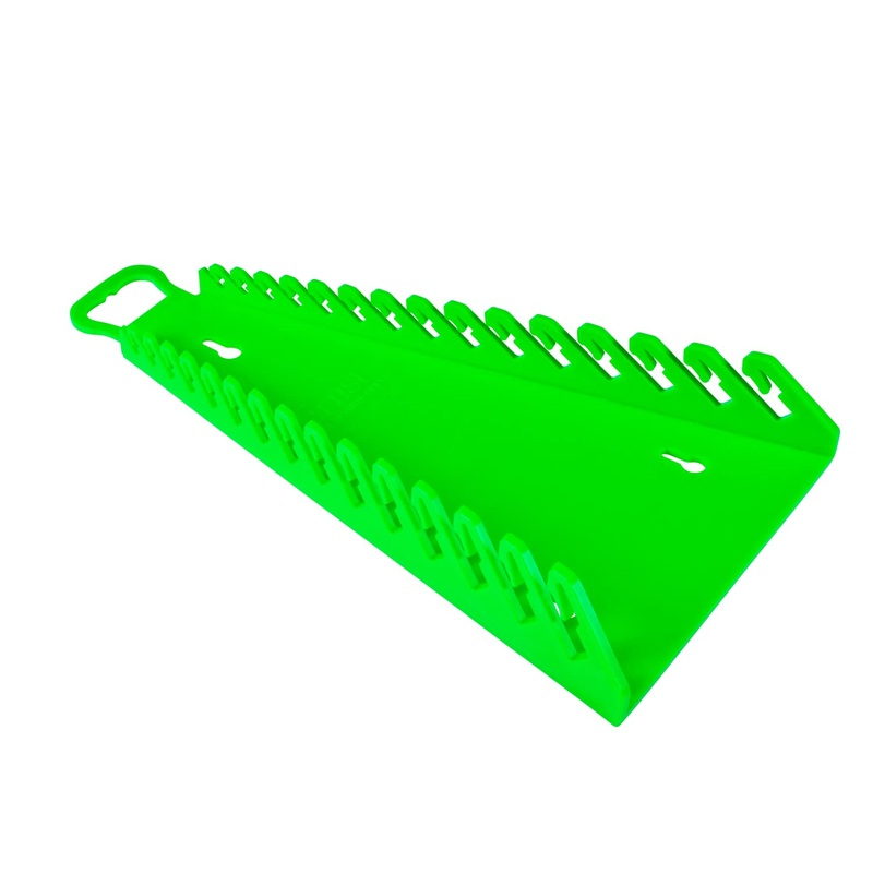 Ernst Manufacturing 5156 15-Wrench Reverse Gripper Portable Wrench Organizer - Durable Flexible Grip, Easy Wrench Removal, Fits 1/4" to 1 1/8" & 6-20 mm, Green